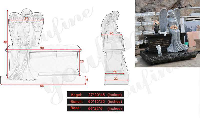 Hot Designs Black Granite Headstone with Wepping Angel Statue