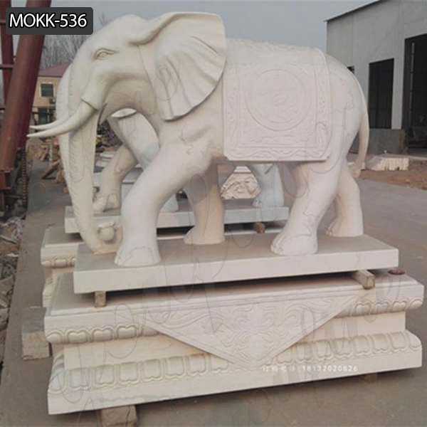 Large Hand Carved Marble Elephant Stone Sculpture MOKK536You Fine