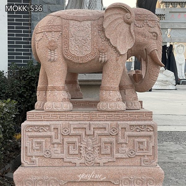 Large Hand Carved White Marble Elephant Statue