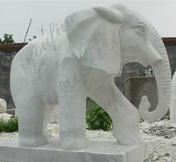 Large Hand Carved Marble Elephant Stone Sculpture MOKK536You Fine