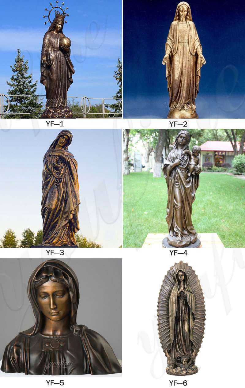 Mary and Jesus Bronze Religious Statue