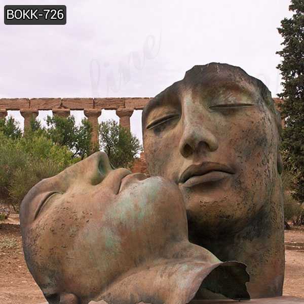 outdoor bronze face sculpture