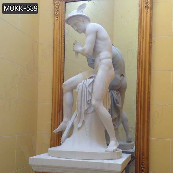 Sitting Nude Mercury Stone Statue Famous Art Sculpture
