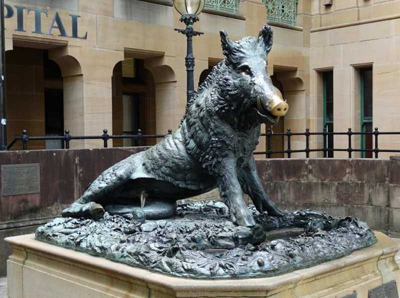 The Bronze Wild Boar Sculpture in Butchart Garden