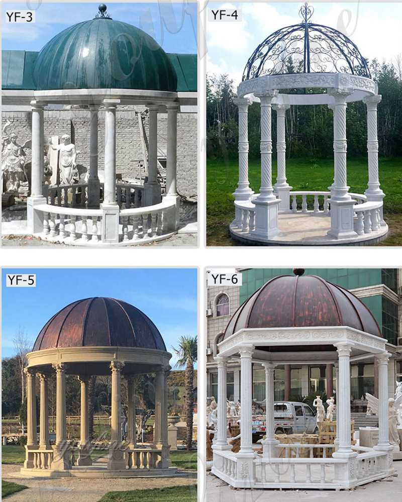 White Marble Gazebo with Iron Dome