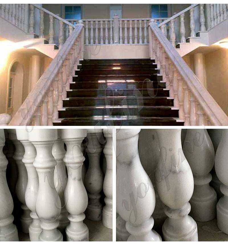 White Marble Stairs Pillar and Railing