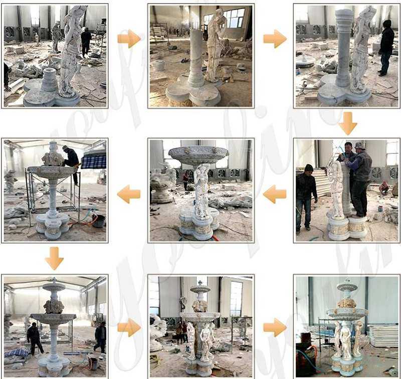 process of Large Outdoor Two Tiered Stone Fountain