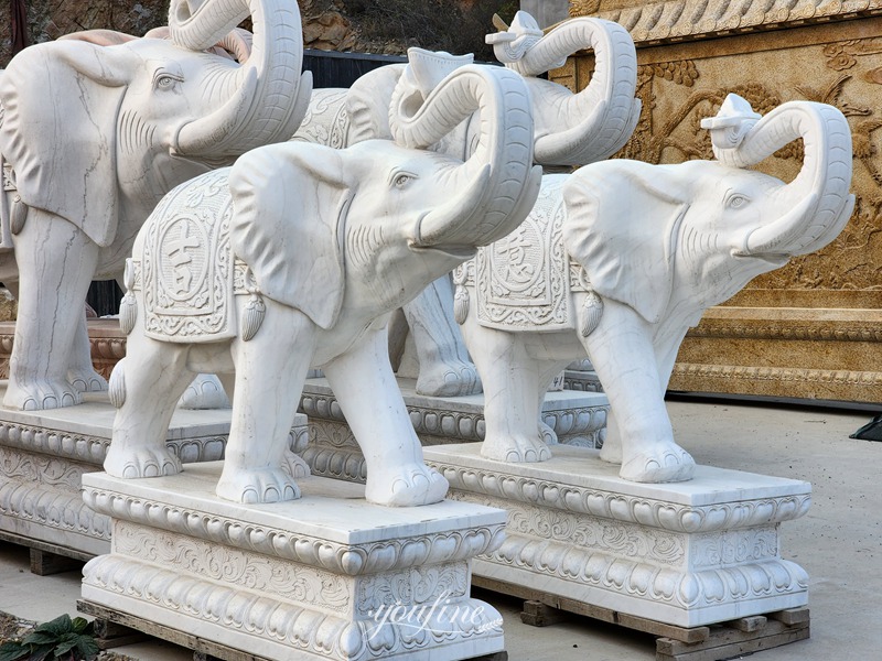 white marble elephant statue-YouFine Sculpture 