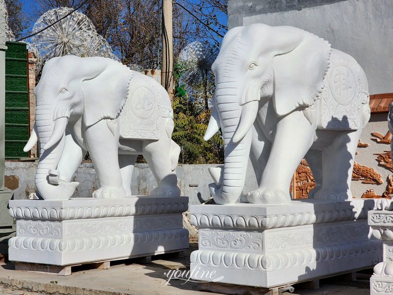 white marble elephant statue-YouFine Sculpture 