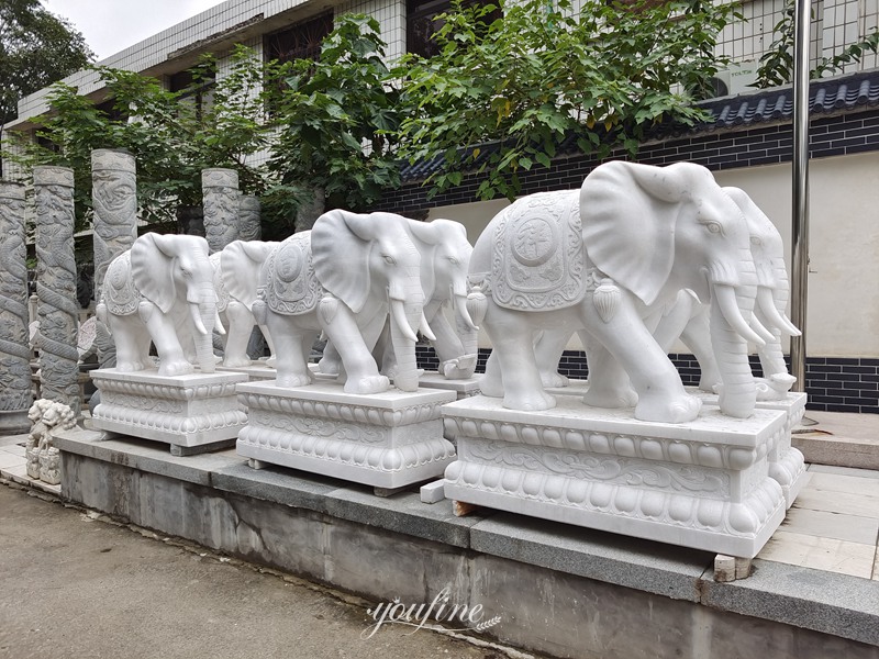 white marble elephant statue-YouFine Sculpture 