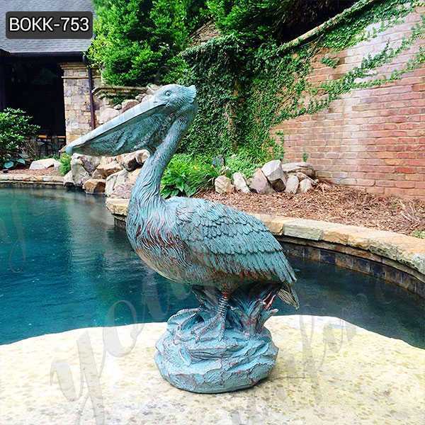 Animal Garden Sculptures Antique Bronze Pelican Statue for Sales