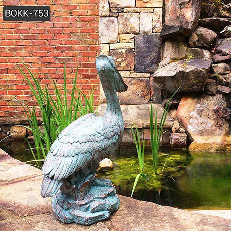 Animal Garden Sculptures Antique Bronze Pelican Statue