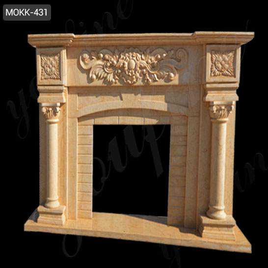 Beige Marble Fireplace Mantel with Colunms from China Factory