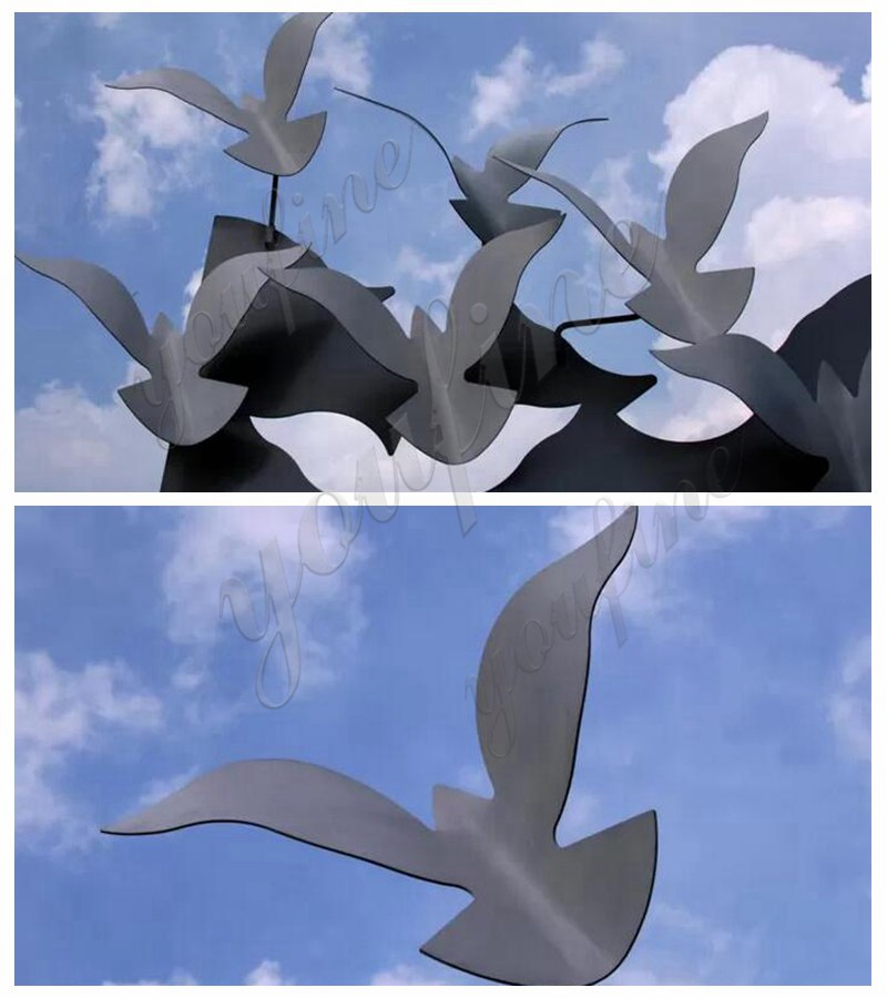 Contemporary Large Outdoor Bird Stainless Steel Sculpture
