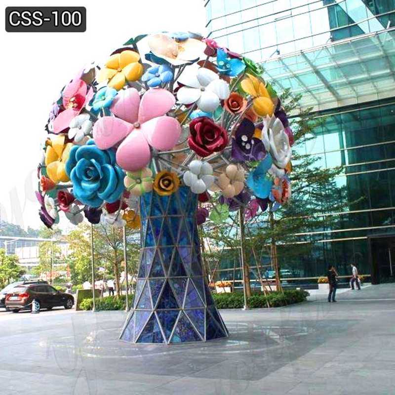 Custom Garden Art Metal Stainless Steel Flowers Sculpture Decor