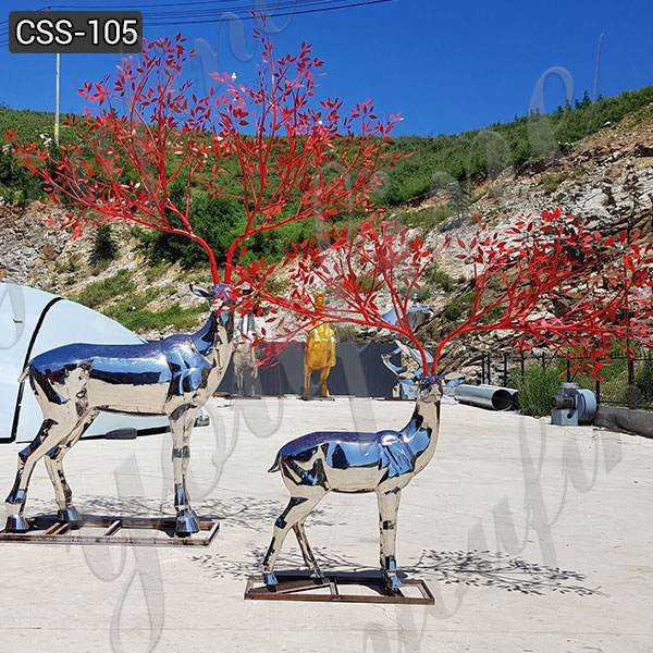 Custom Made Outdoor Stainless Steel Deer Sculpture