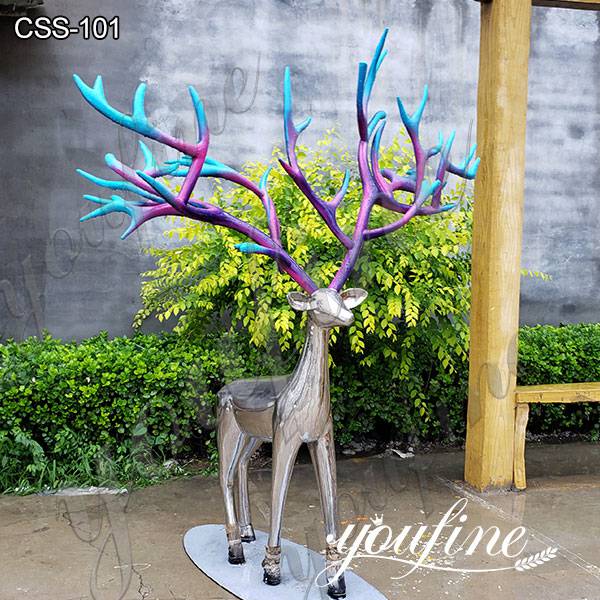 Garden Decor Life Size Deer Stainless Steel Abstract Sculpture Fabrication CSS-101