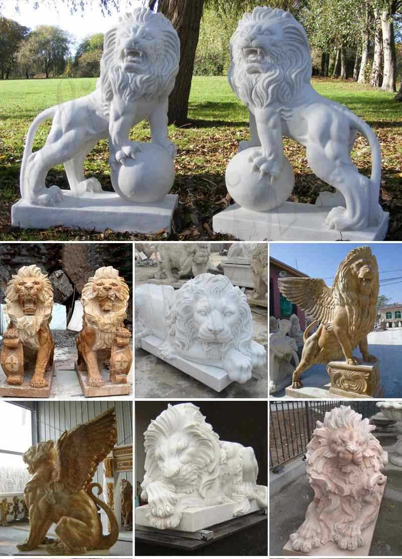 Garden-marble-lion-statues