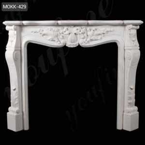 Hand Carved French Design Marble Fireplace Mantel with Floral Pattern