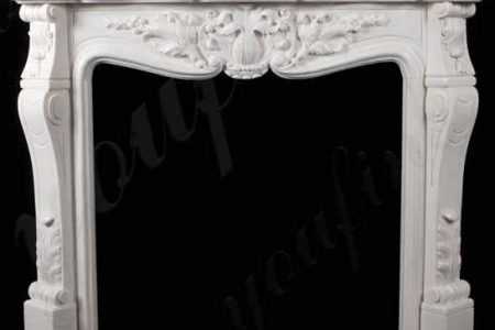 Hand Carved French Design Marble Fireplace Mantel with Floral Pattern MOKK-429
