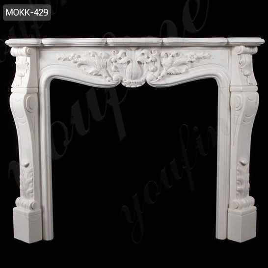 Hand Carved French Design Marble Fireplace Mantel with Floral Pattern MOKK-429