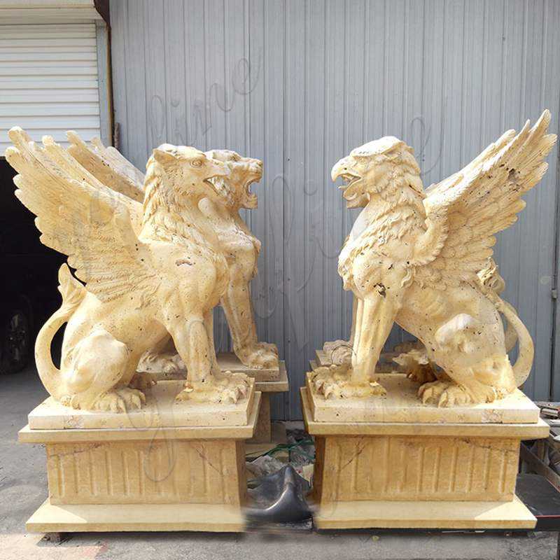 Hand Carved Marble Stone Lion Guardian Staute In Stock