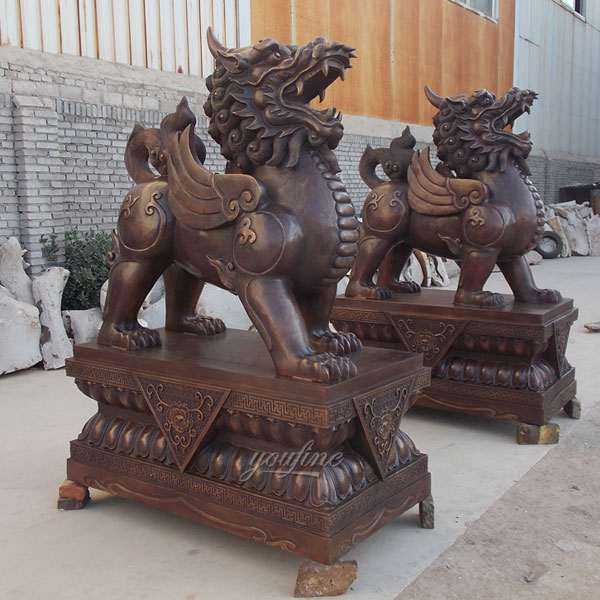 High Quality Antique Cast Bronze Kirin Statue for Front Porch Supplier BOKK-474