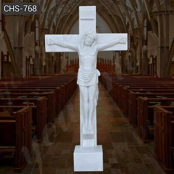 Jesus Christ on the Cross Marble Statue for Church Decor for Sale CHS-768