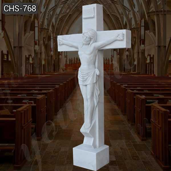 Jesus Christ on the Cross Marble Statue for Church Decor