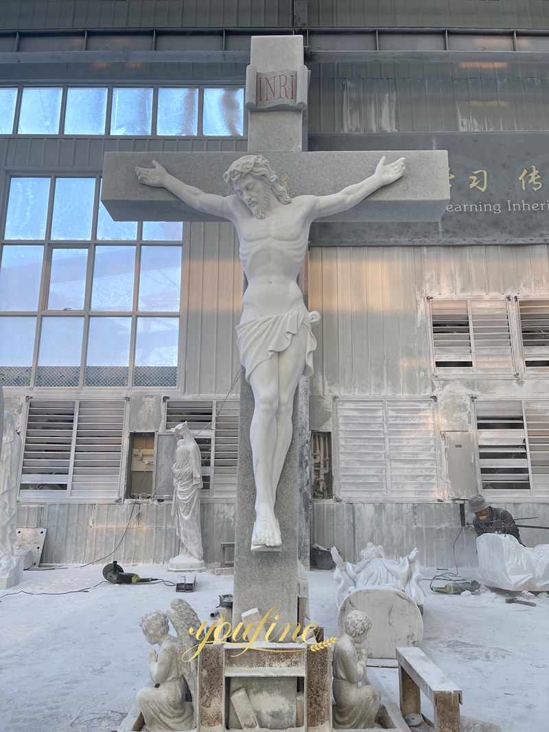 Jesus Christ on the Cross Marble Statue for Church