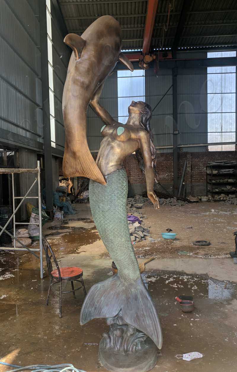 Large Bronze Patina Mermaid Statue Custom Made for Our Norwegian Client