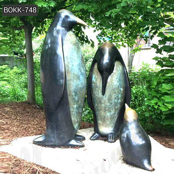 Life Size Antique Bronze Penguin Family Statue from China Factory BOKK-748