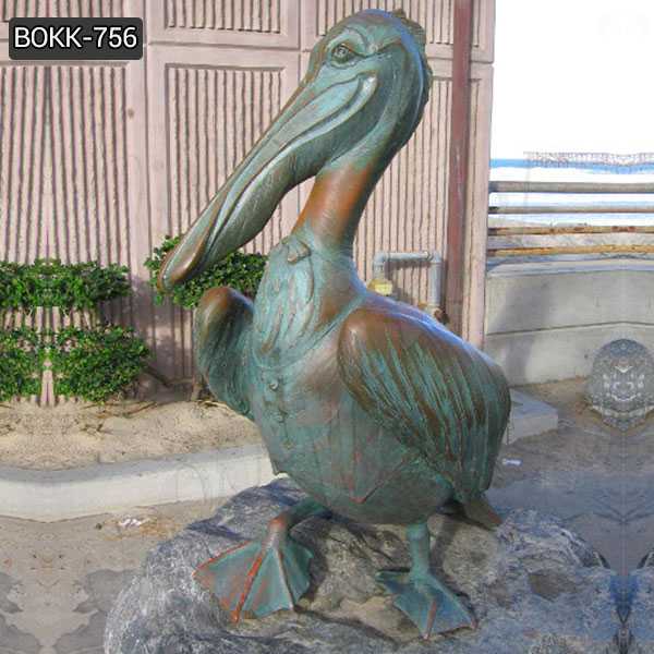 Life Size Brozne Pelican Sculpture for Garden Decor BOKK-756