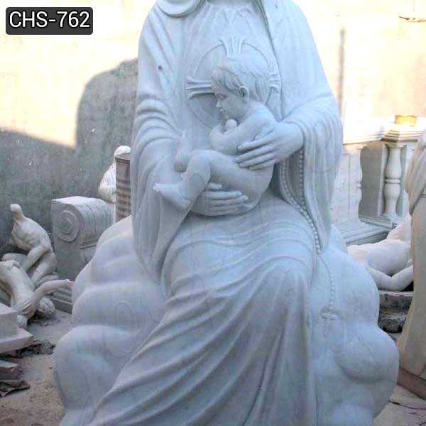 Life Size Marble Virgin Mary and Baby Jesus Statue for Sale