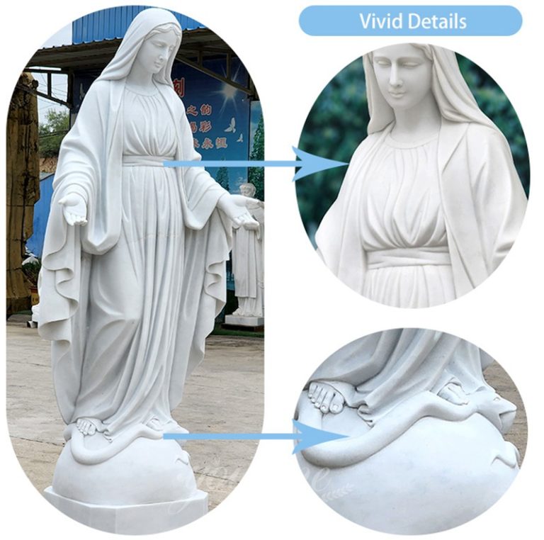 Life Size White Marble Blessed Mother Mary Statue for Outside CHS763