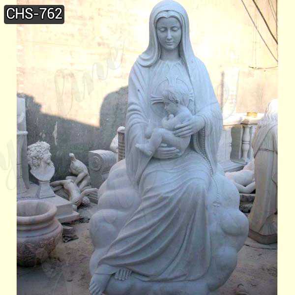 Marble Mary and Baby Jesus Statue