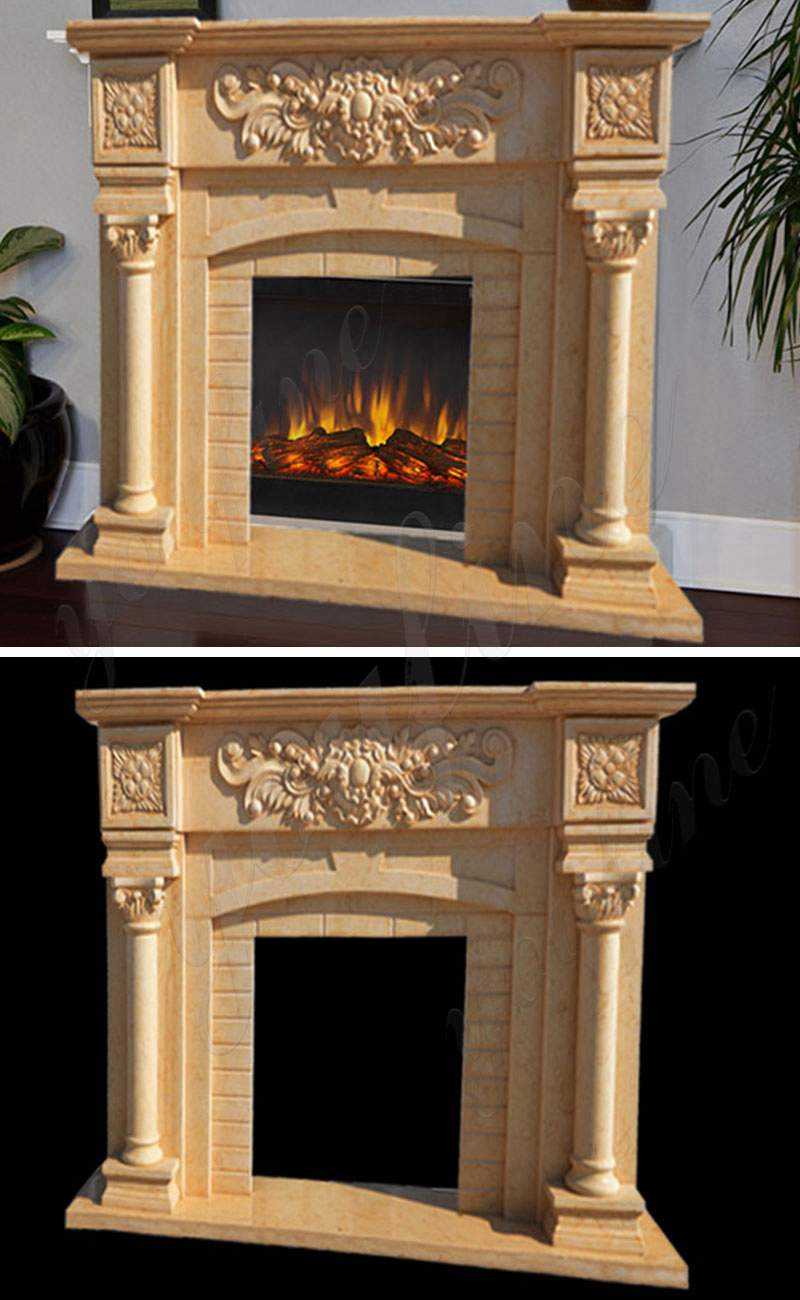 Modern Marble Fireplace Mantel with Colunms