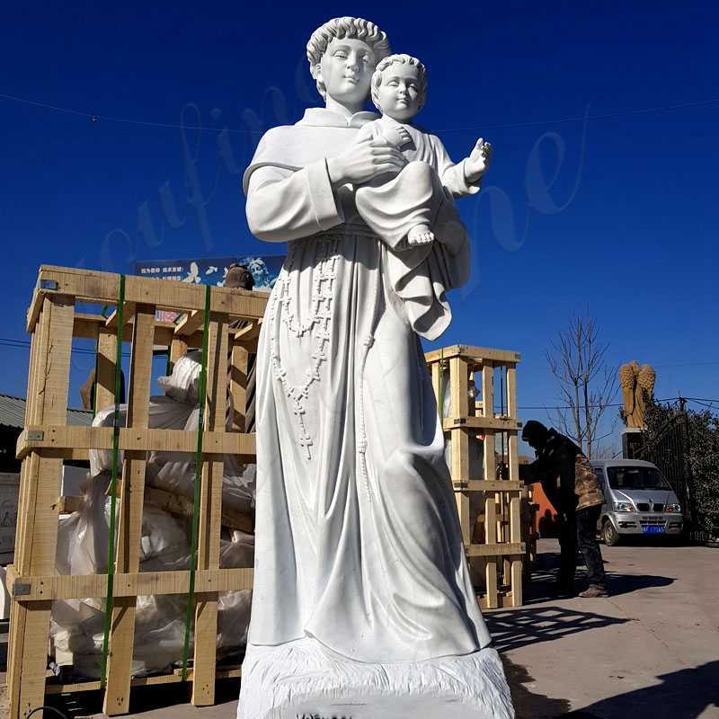 Outdoor Life Size St Anthony with Baby Jesus Marble Statue