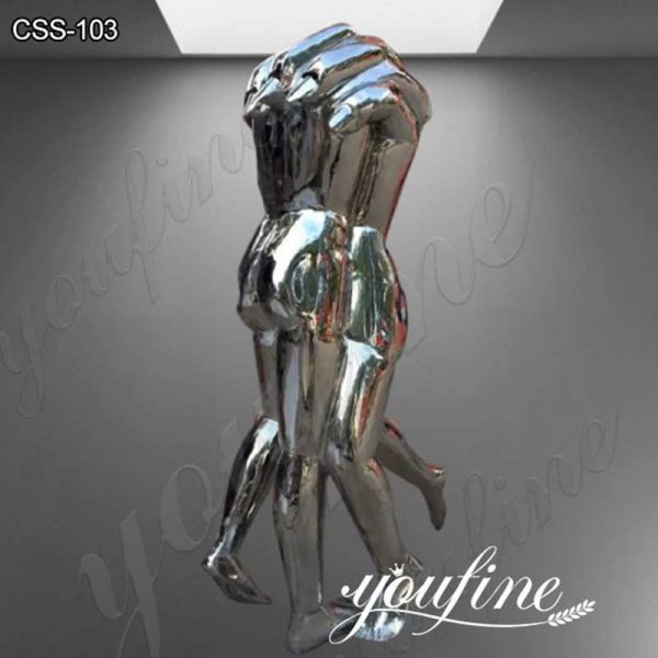 Outdoor Polished Modern Abstract Stainless Steel Figure Sculpture