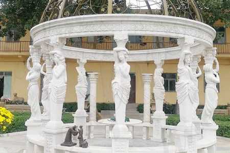 Cheap Price San Francisco Garden Marble Gazebo with Iron Top MOKK-579