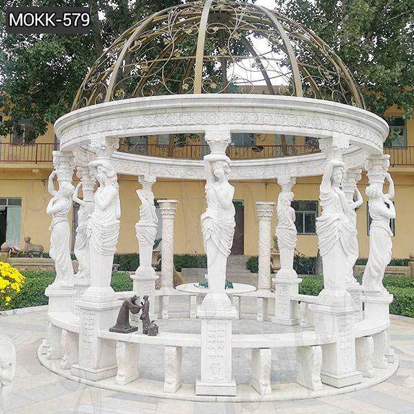 San Francisco Garden Marble Gazebo with Iron Top