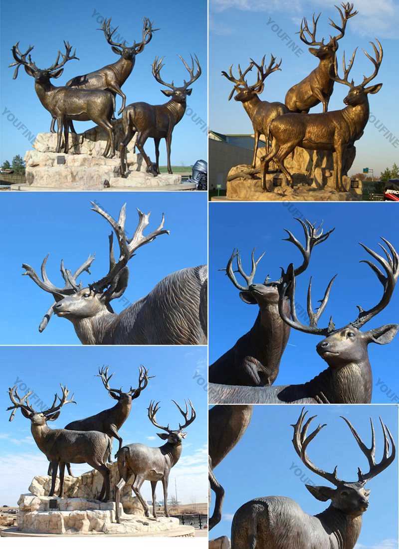 antique brass stag statue for sale