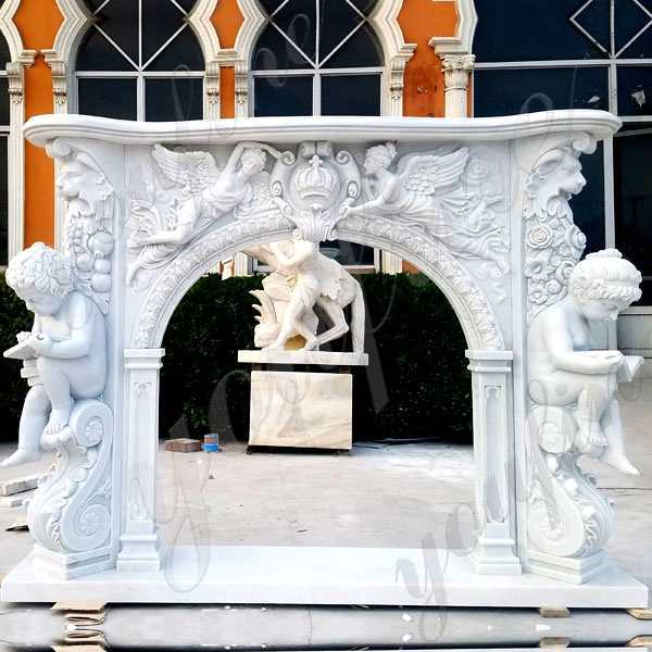 high quality modern stone fireplaces french white marble hand carved fireplace surround design for sale--MOKK--131