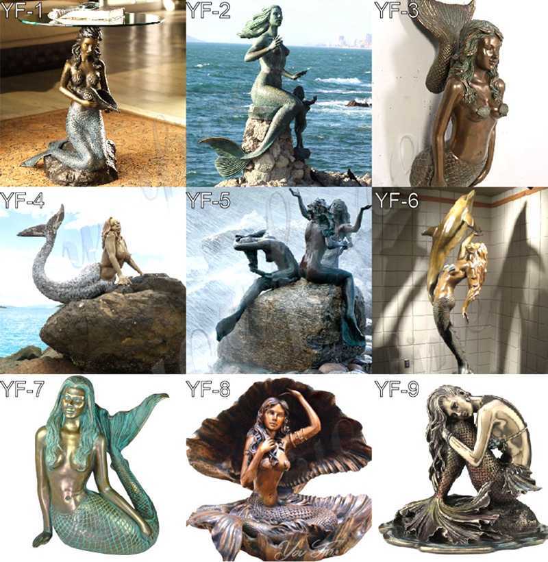 Life Size Bronze Mermaid Garden Statue Sitting on Rock Supplier BOKK