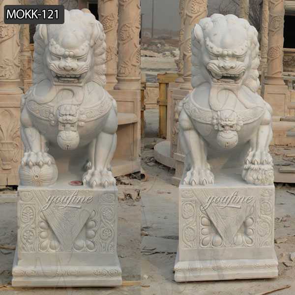 Chinese Foo Dog Marble Statues Garden Ornaments for Sale MOKK-121