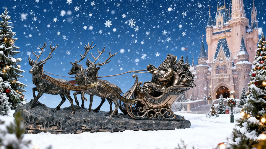 statue Santa Claus and Reindeer