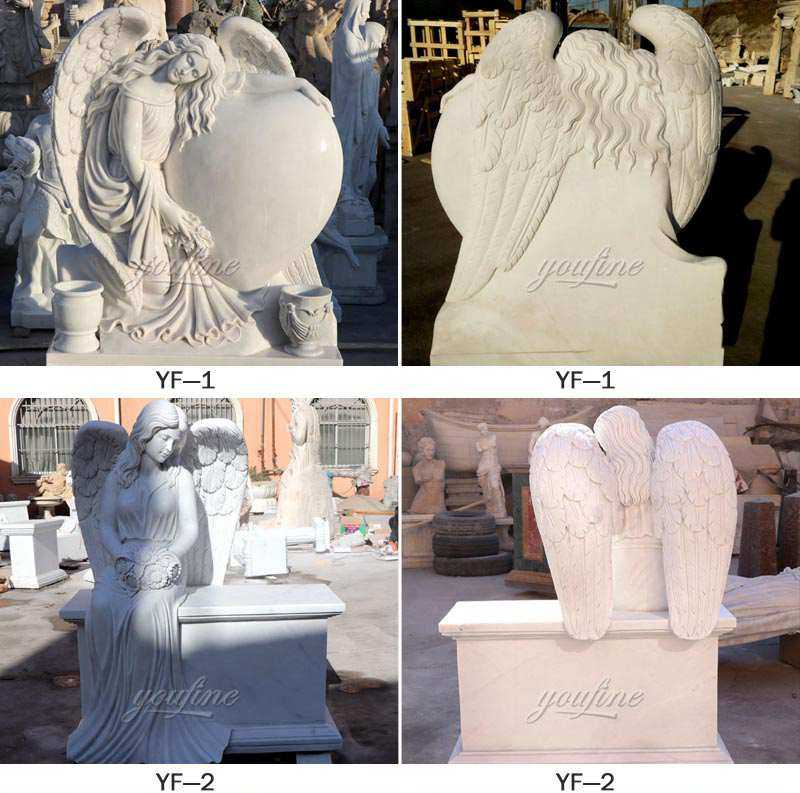 white marble cemetery angel headstone for sale