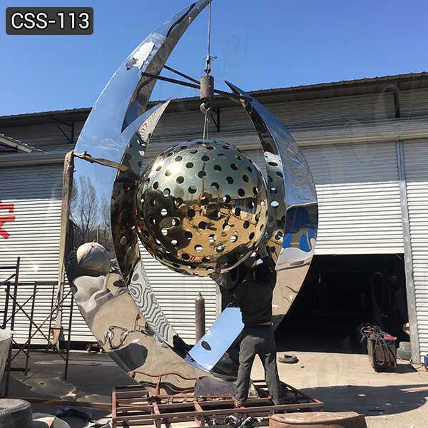 Abstract Large Stainless Steel Ball Sculpture for Sale