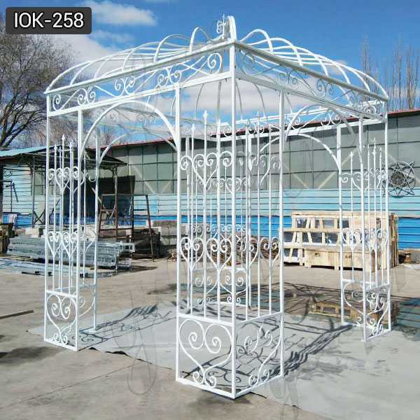 Beautiful Wrought White Iron Gazebo for Outdoor or Wedding Decor for Sale