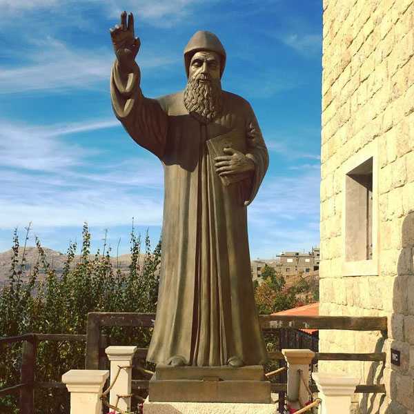 Large Outdoor Saint Charbel Bronze Religious Garden Statue for Sale BOKK-611